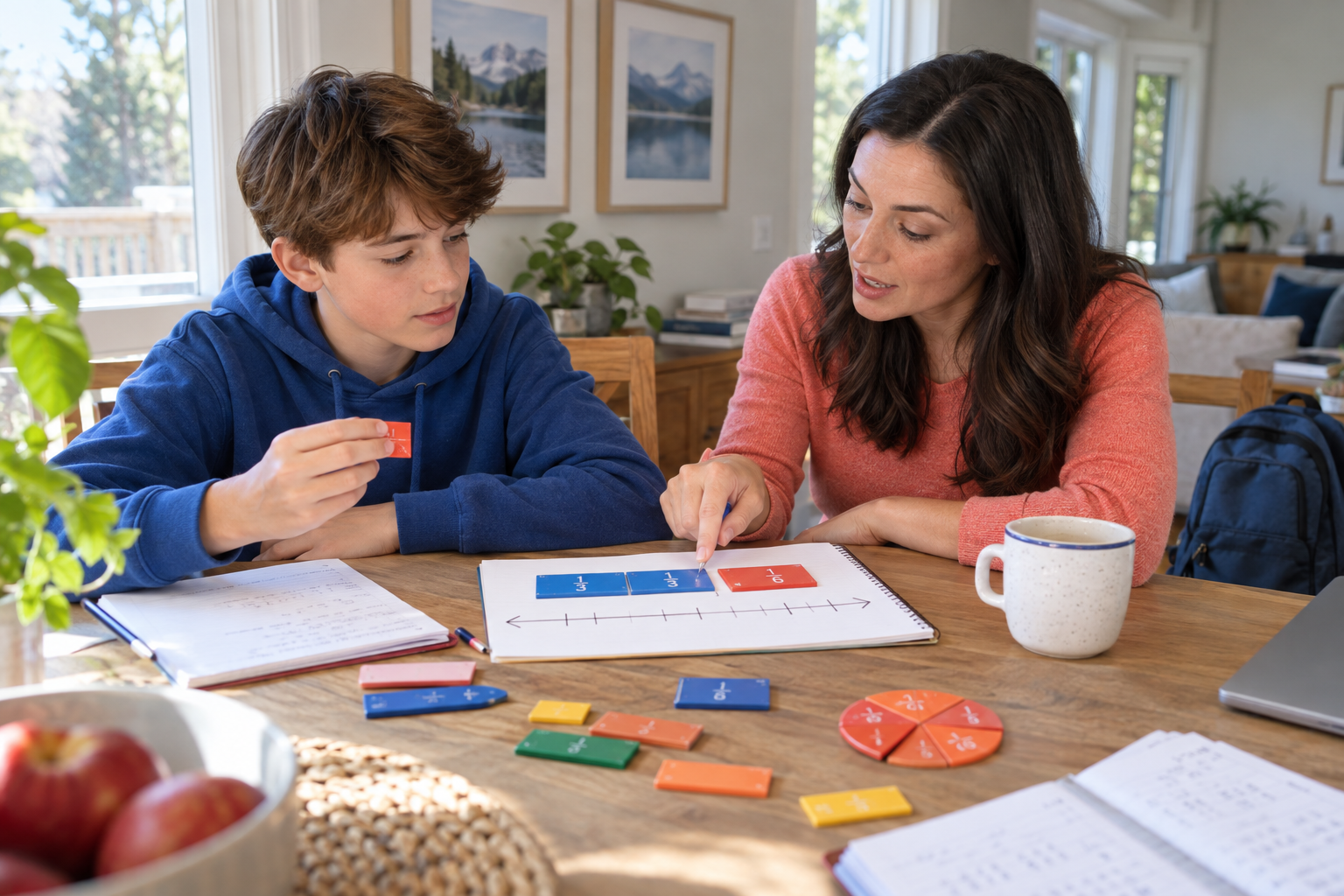 Middle-school mathematics tutoring with fraction pieces